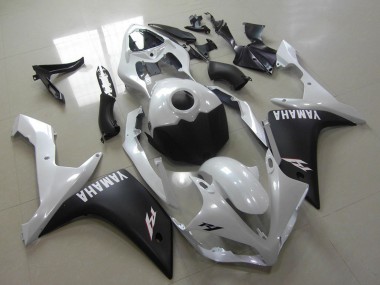 Best 2007-2008 Yamaha YZF R1 Motorcycle Fairings - White Matte Black Canada