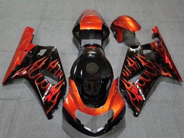 Best 2001-2003 Suzuki GSXR 600 / GSXR 750 Motorcycle Fairings - Glossy Black Orange Flame Canada