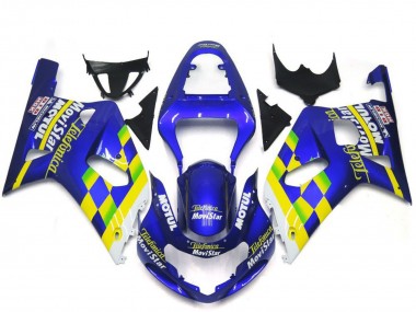 Best 2001-2003 Suzuki GSXR 600 / GSXR 750 Motorcycle Fairings - Blue Yellow Green White MoviStar Canada