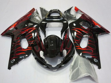 Best 2001-2003 Suzuki GSXR 600 / GSXR 750 Motorcycle Fairings - Glossy Black Red Flame Canada