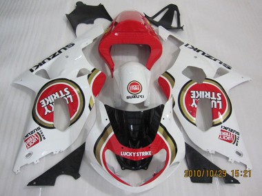 Best 2001-2003 Suzuki GSXR 600 Motorcycle Fairings - White Red Lucky Strike Canada