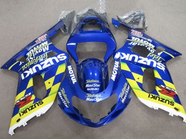 Best 2001-2003 Suzuki GSXR 600 Motorcycle Fairings - Blue Yellow Telefumica MoviStar Canada
