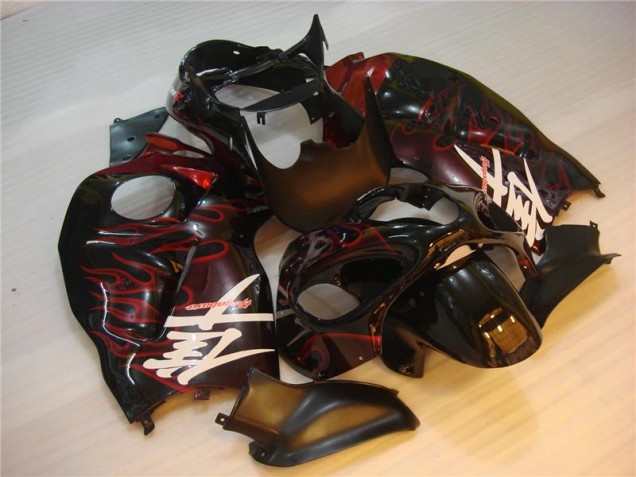 Best 1996-2007 Black Red Flame Suzuki GSXR 1300 Hayabusa Motorbike Fairing Canada