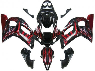 Best 1998-2002 Black Red Flame Yamaha YZF R6 Replacement Fairings Canada