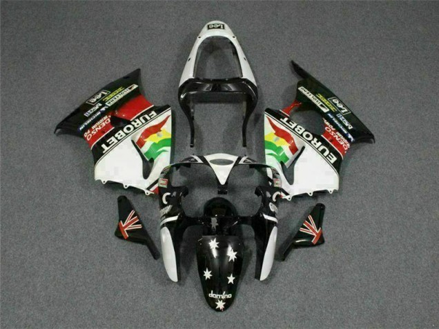 Best 2000-2002 Black White Eurobet Kawasaki ZX6R Bike Fairing Canada Best 2000-2002 Black White Eurobet Kawasaki ZX6R Bike Fairing Canada