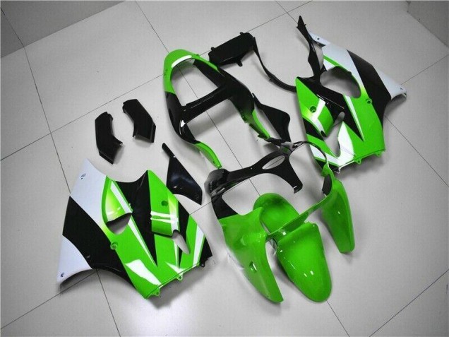 Best 2000-2002 Green White Black Kawasaki ZX6R Bike Fairing Kit Canada Best 2000-2002 Green White Black Kawasaki ZX6R Bike Fairing Kit Canada