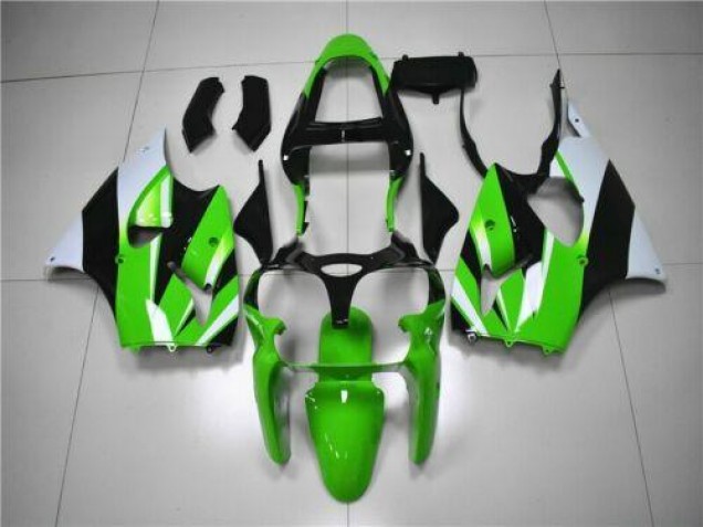 Best 2000-2002 Green White Black Kawasaki ZX6R Bike Fairing Kit Canada Best 2000-2002 Green White Black Kawasaki ZX6R Bike Fairing Kit Canada