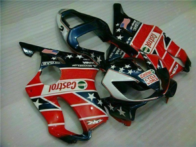 Best 2001-2003 Red White Blue Castrol Cycle World Honda CBR600 F4i Motorcycle Fairings Kits Canada