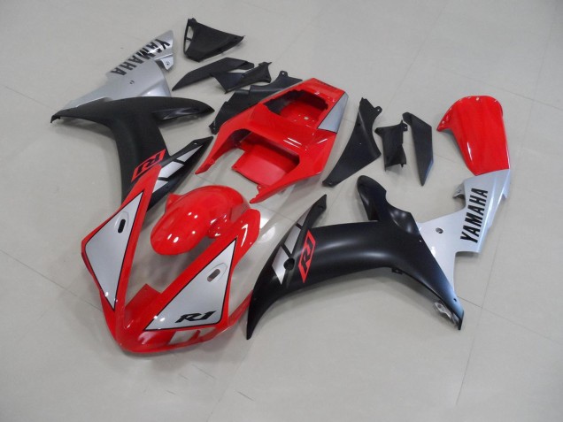 Best 2002-2003 Red Matte Silver Yamaha YZF R1 Motorcycle Fairing Kit Canada Best 2002-2003 Red Matte Silver Yamaha YZF R1 Motorcycle Fairing Kit Canada
