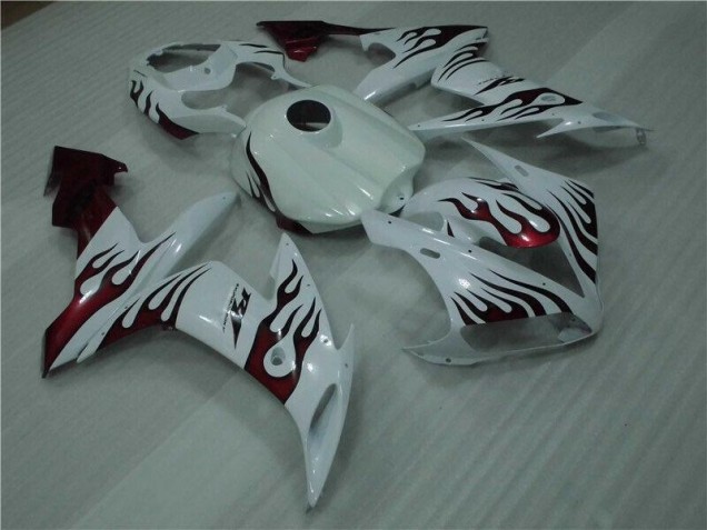 Best 2004-2006 White Red Flame Yamaha YZF R1 Motorcyle Fairings Canada
