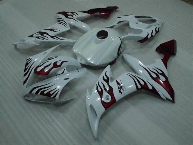 Best 2004-2006 White Red Flame Yamaha YZF R1 Motorcyle Fairings Canada
