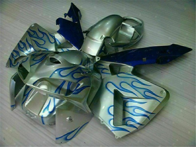 Best 2005-2006 White Blue Flame Honda CBR600RR Motorcycle Fairing Kit Canada