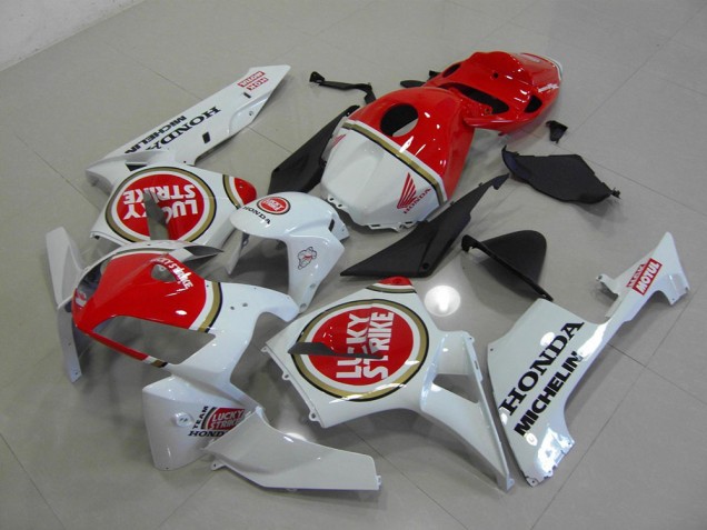Best 2005-2006 Pearl White Lucky Strike Honda CBR600RR Motorcycle Fairings Kits Canada