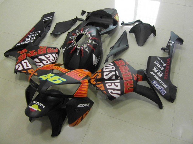 Best 2005-2006 Rossi Matte Black Honda CBR600RR Motorcycle Fairings Kits Canada