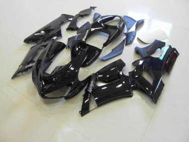 Best 2005-2006 Kawasaki Ninja ZX6R Motorcycle Fairings MF3666 - Glossy Black Silver Decals Canada