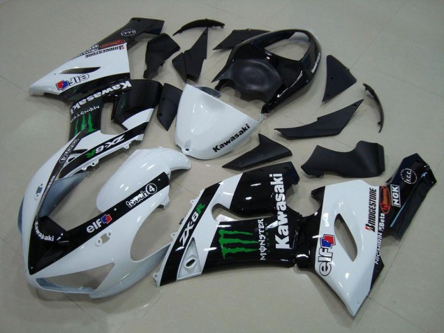 Best 2005-2006 White Monster Kawasaki ZX6R Motor Bike Fairings Canada Best 2005-2006 White Monster Kawasaki ZX6R Motor Bike Fairings Canada