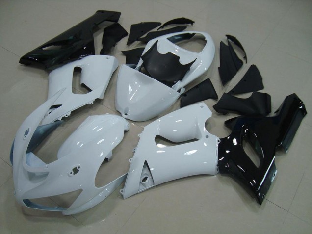 Best 2005-2006 White Black Kawasaki ZX6R Replacement Motorcycle Fairings Canada Best 2005-2006 White Black Kawasaki ZX6R Replacement Motorcycle Fairings Canada