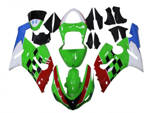 Best 2005-2006 Green Red White Blue Kawasaki ZX6R Bike Fairings Canada Best 2005-2006 Green Red White Blue Kawasaki ZX6R Bike Fairings Canada