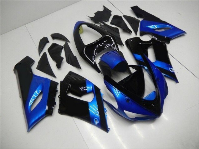 Best 2005-2006 Blue Black Kawasaki ZX6R Motorcycle Fairing Kits Canada Best 2005-2006 Blue Black Kawasaki ZX6R Motorcycle Fairing Kits Canada