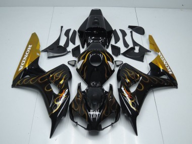 Best 2006-2007 Black Gold Flame Honda CBR1000RR Motor Bike Fairings Canada