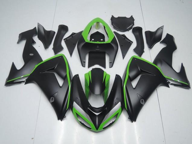 Best 2006-2007 Matte Black with Green Line Kawasaki ZX10R Motorcycle Fairing Kits Canada Best 2006-2007 Matte Black with Green Line Kawasaki ZX10R Motorcycle Fairing Kits Canada