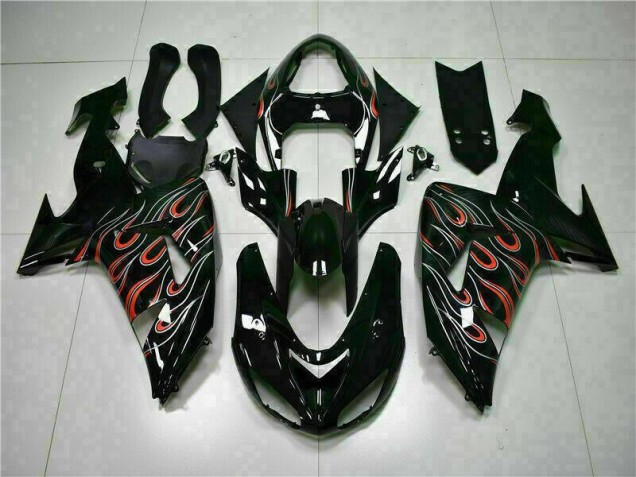 Best 2006-2007 Black Red Flame Kawasaki ZX10R Motorcyle Fairings Canada Best 2006-2007 Black Red Flame Kawasaki ZX10R Motorcyle Fairings Canada