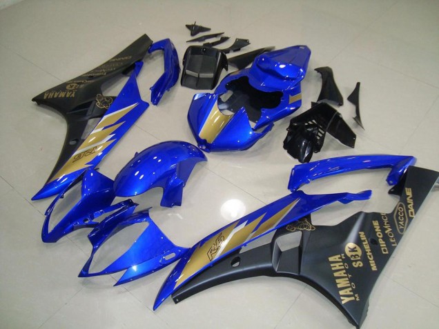 Best 2006-2007 Black Blue with Gold Sticker Yamaha YZF R6 Motorcycle Fairing Canada