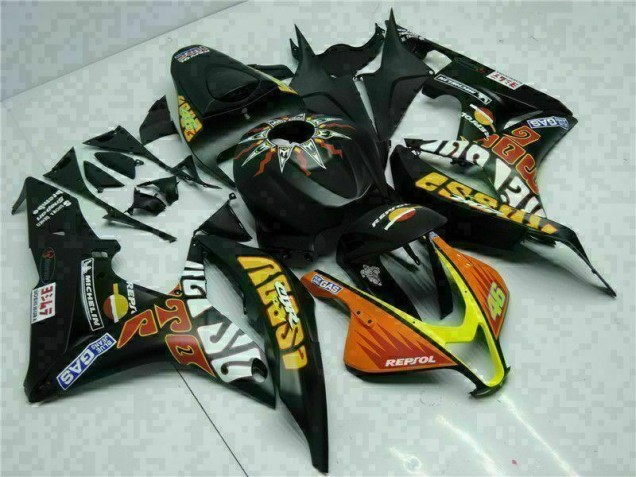 Best 2007-2008 Black Yellow Repsol 46 Honda CBR600RR Motorcycle Bodywork Canada