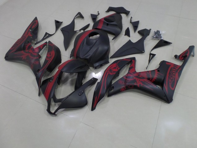 Best 2007-2008 Matte Black Red Skull with Stripe Honda CBR600RR Motorcycle Fairing Canada Best 2007-2008 Matte Black Red Skull with Stripe Honda CBR600RR Motorcycle Fairing Canada