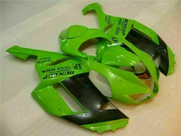 Best 2007-2008 Green Black Dunlop Kawasaki ZX6R Motorbike Fairing Kits Canada Best 2007-2008 Green Black Dunlop Kawasaki ZX6R Motorbike Fairing Kits Canada