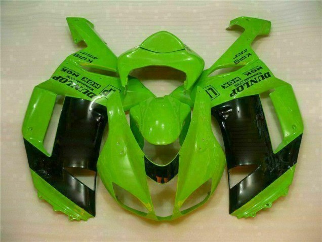 Best 2007-2008 Green Black Dunlop Kawasaki ZX6R Motorbike Fairing Kits Canada Best 2007-2008 Green Black Dunlop Kawasaki ZX6R Motorbike Fairing Kits Canada
