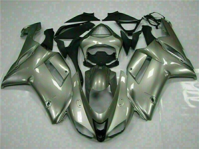 Best 2007-2008 Silver Kawasaki ZX6R Motorcycle Fairings Kits Canada Best 2007-2008 Silver Kawasaki ZX6R Motorcycle Fairings Kits Canada