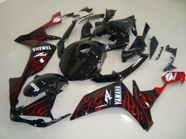 Best 2007-2008 Glossy Black Flame Yamaha YZF R1 Motorcycle Fairings Kits Canada