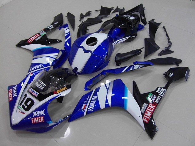 Best 2007-2008 White Blue Yamaha YZF R1 Moto Fairings Canada