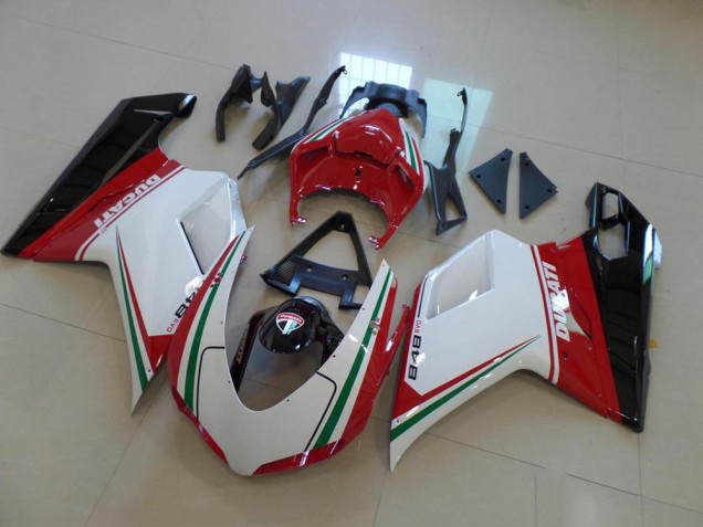 Best 2007-2014 White Red Ducati 848 1098 1198 Bike Fairing Kit Canada