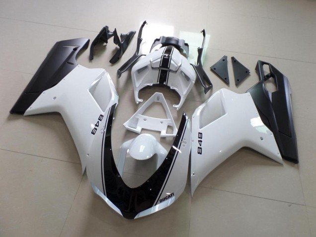 Best 2007-2014 White and Black Stripe Ducati 848 1098 1198 Replacement Fairings Canada