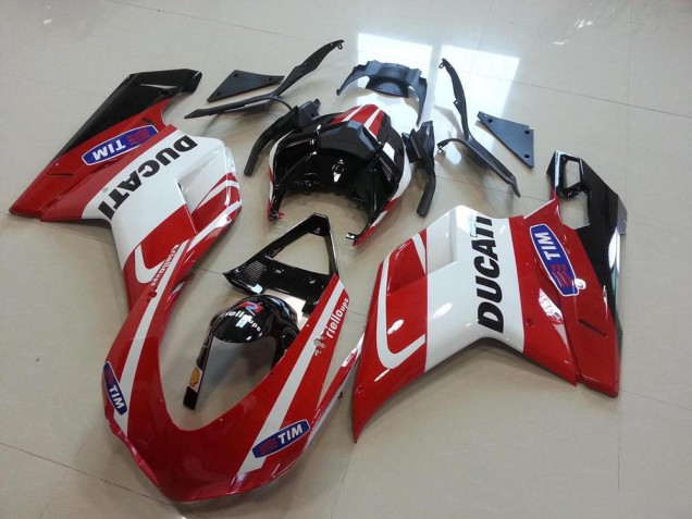 Best 2007-2014 Red White Ducati 848 1098 1198 Motorcycle Fairing Kit Canada