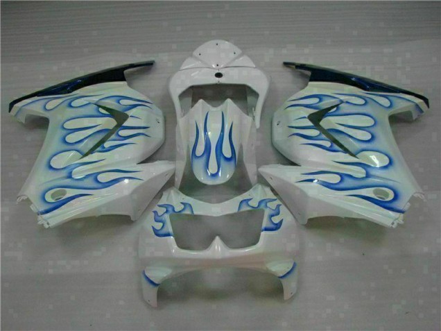 Best 2008-2012 White Blue Flame Kawasaki EX250 Motorcycle Bodywork Canada