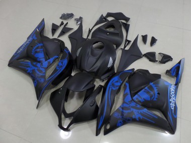 Best 2009-2012 Matte Black Blue Skull Honda CBR600RR Motorcycle Fairings Kit Canada