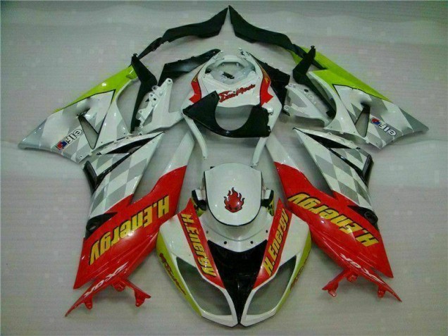 Best 2009-2012 White Red H. Energy Kawasaki ZX6R Motorcycle Fairings Kit Canada Best 2009-2012 White Red H. Energy Kawasaki ZX6R Motorcycle Fairings Kit Canada