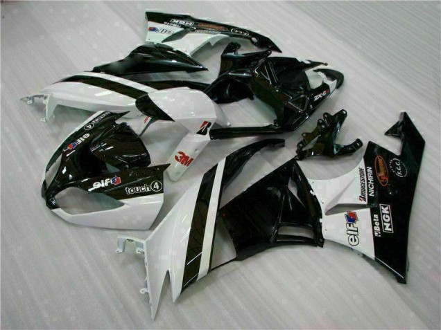 Best 2009-2012 Black White 3M Touch4 Kawasaki ZX6R Bike Fairings Canada Best 2009-2012 Black White 3M Touch4 Kawasaki ZX6R Bike Fairings Canada