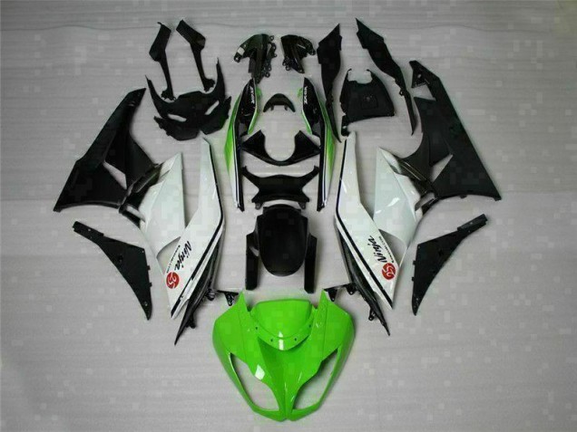 Best 2009-2012 Green Black White 25 Kawasaki ZX6R Bike Fairings Canada Best 2009-2012 Green Black White 25 Kawasaki ZX6R Bike Fairings Canada