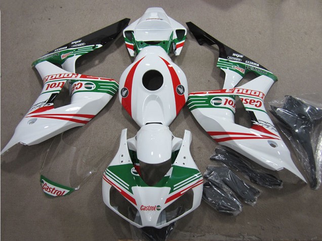 Best 2006-2007 White Green Red Castrol Honda CBR1000RR Motorcycle Fairings Kit Canada Best 2006-2007 White Green Red Castrol Honda CBR1000RR Motorcycle Fairings Kit Canada