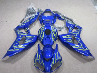 Best 2006-2007 Blue Green Flame Honda CBR1000RR Motorcycle Fairings Canada