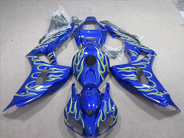 Best 2006-2007 Blue Green Flame Honda CBR1000RR Motorcycle Fairings Canada