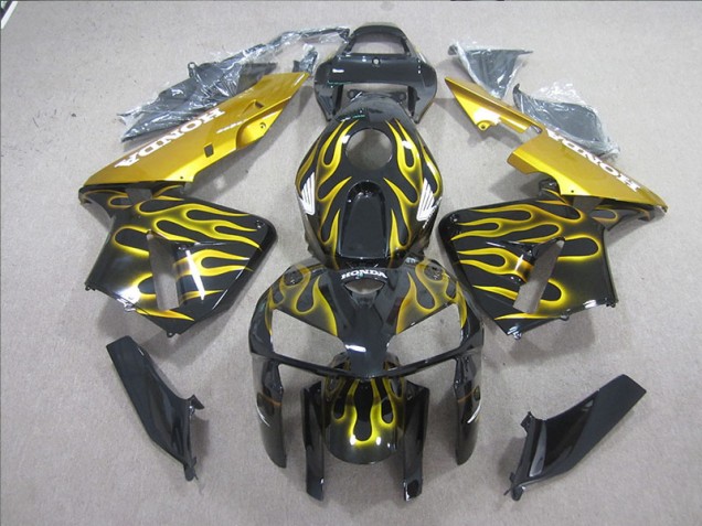 Best 2005-2006 Black Yellow Flame Honda CBR600RR Motorcycle Fairing Kits Canada Best 2005-2006 Black Yellow Flame Honda CBR600RR Motorcycle Fairing Kits Canada