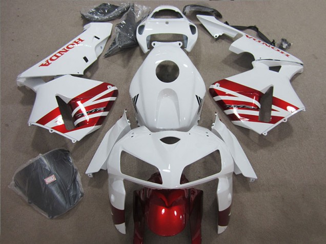 Best 2005-2006 White Red Honda CBR600RR Motorcycle Fairing Kit Canada