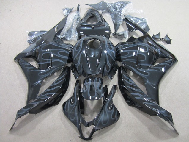 Best 2009-2012 Black Silver Flame Honda CBR600RR Motorcycle Fairings Canada