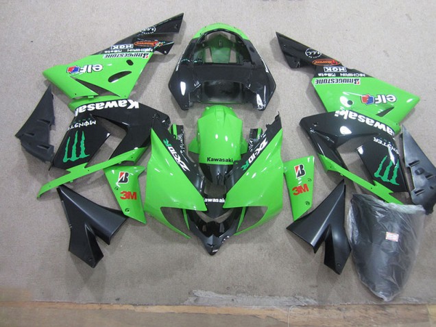 Best 2003-2005 Black Green 3M Monster Kawasaki ZX10R Replacement Motorcycle Fairings Canada Best 2003-2005 Black Green 3M Monster Kawasaki ZX10R Replacement Motorcycle Fairings Canada