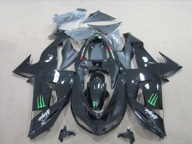 Best 2006-2007 Black Green Monster Ninja Kawasaki ZX10R Motorcycle Fairings Kit Canada Best 2006-2007 Black Green Monster Ninja Kawasaki ZX10R Motorcycle Fairings Kit Canada